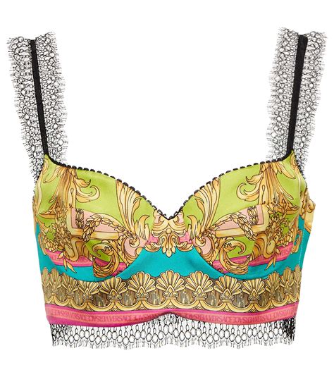 versace barococrop top|Barocco crop top in multicoloured .